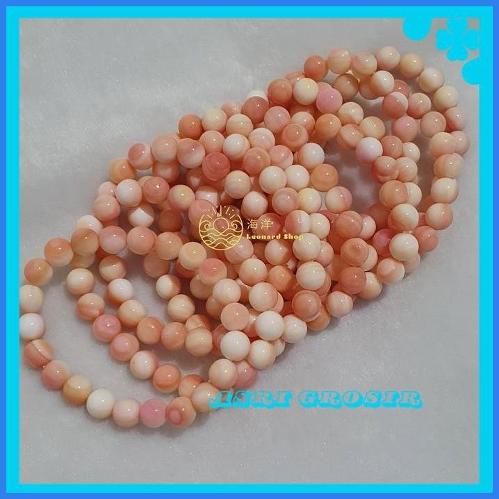 GELANG KULIT KERANG TUA ASLI 100% PUTIH SERAT PINK BAHAN SUPER BERKUALITAS NATURAL ALAMI BEI KE AKSE