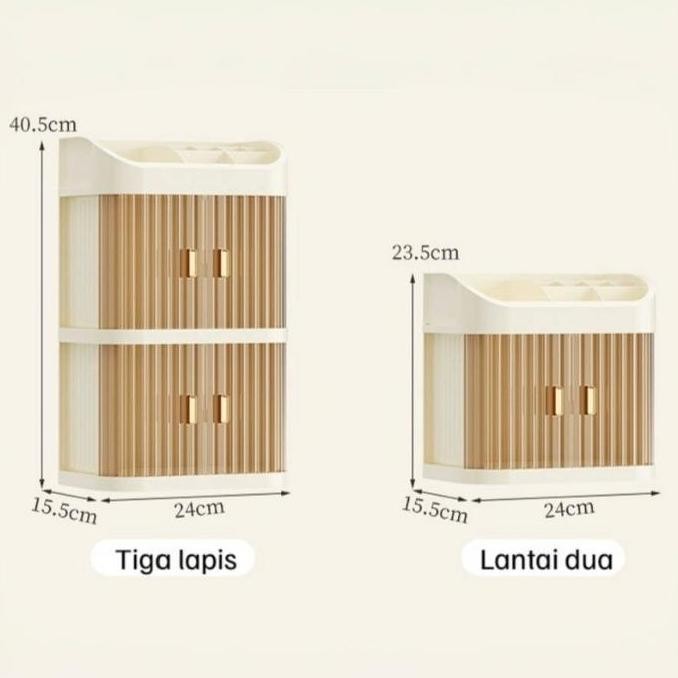 COD3 Tingkat Rak Kosmetik Dengan Laci Anti Debu Multifungsi / Tempat Penyimpanan Make Up Dengan Tutu