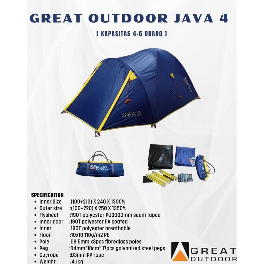 TENDAKI tenda dome Java 4 Light | Arundaya 4+ Air | Frame Alloy JGS