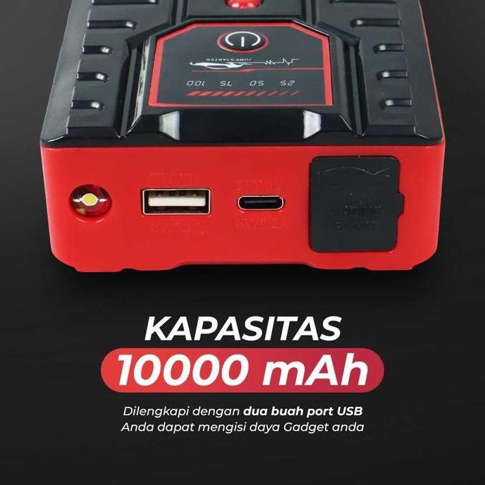 Power Bank 10000Mah Car Jump Starter Standard Senter Usb 12V