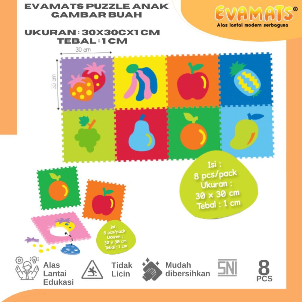 EVAMATS Puzzle Gambar Buah | Matras Puzzle Puzzle Lantai Matras anak Mainan Edukasi Buah buahan