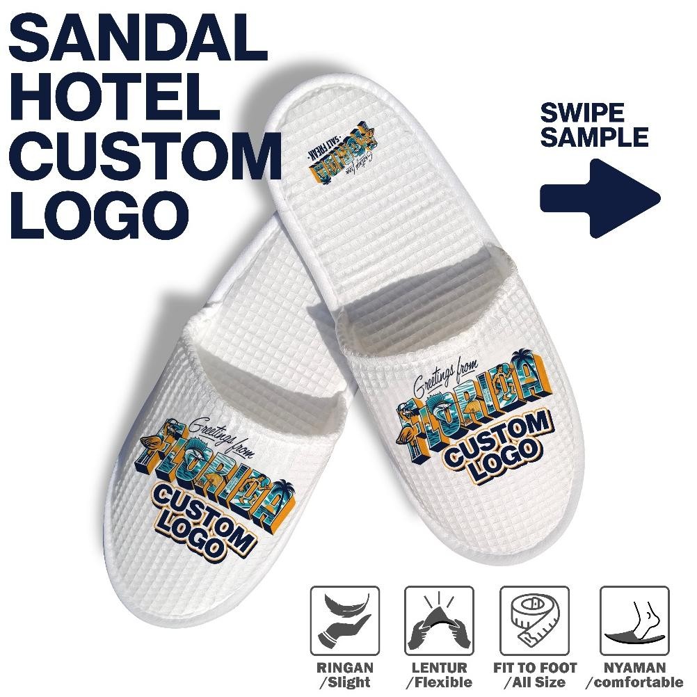 Sandal CUSTOM LOGO RumahHotel Bahan Waffle Lembut