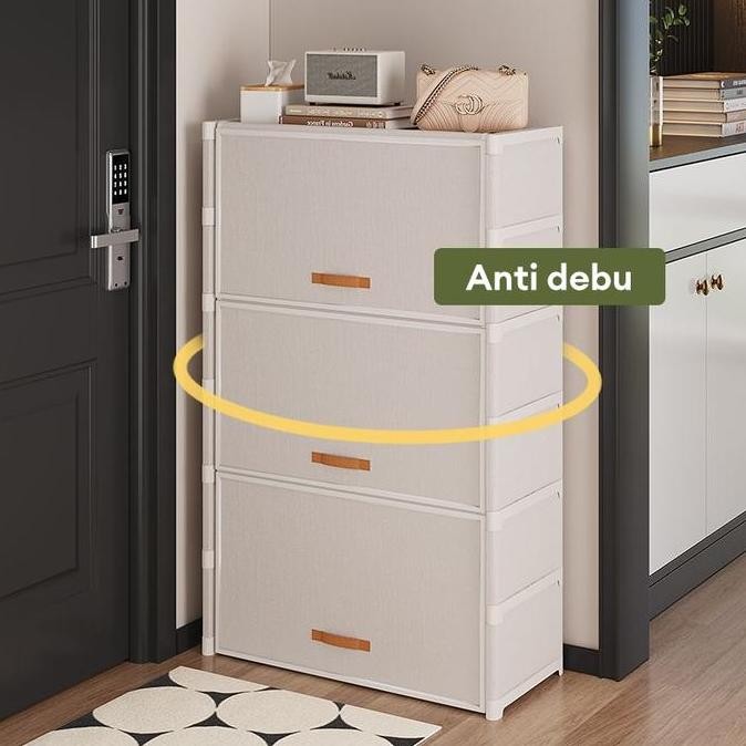 Rak Sepatu Anti Debu Tertutup Lemari Sepatu Kain 9 Susun Rak Sepatu Portable Tahan Air & Debu