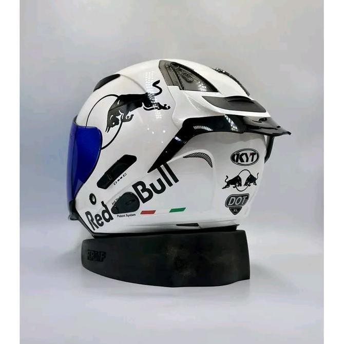 Helm Half Face KYT Galaxy Solid White Paket Ganteng Redbull Original SNI-DOT