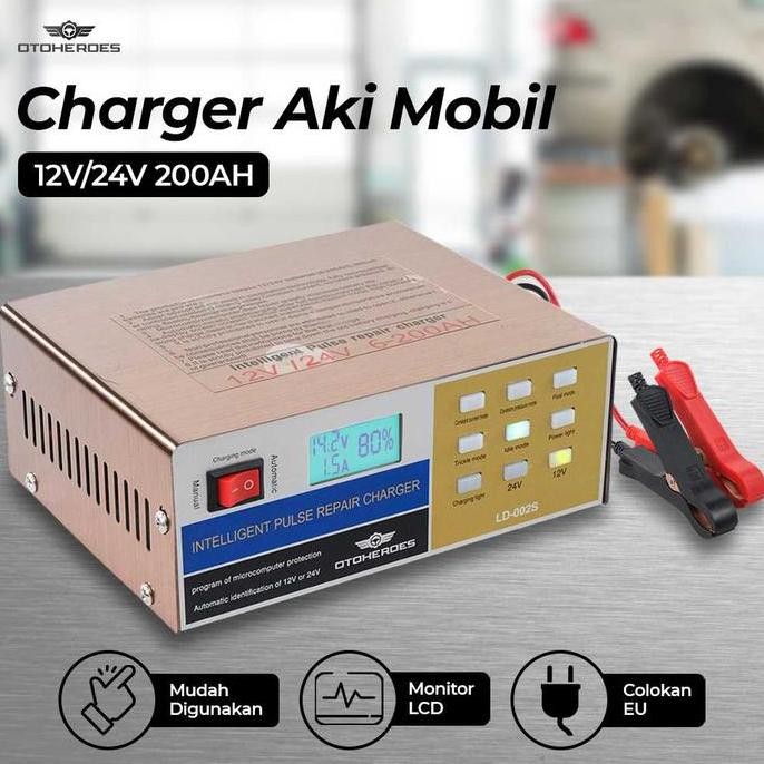 Taffware Charger Aki Mobil Basah Kering Hybrid 12V/24V 200Ah Ld-002S