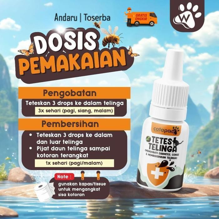 Premium Catapaw Tetes Telinga Kucing Mengobati Earmites Conge Gatal Infeksi Pembersih Kuping Congek 