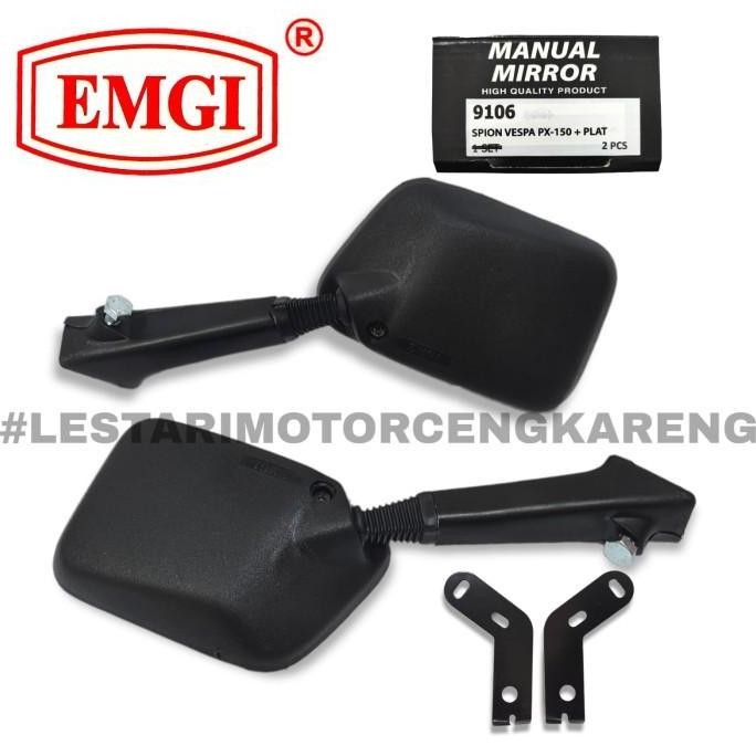 Kaca Spion Vespa Px-150 Px150 + Plat Kaca Cembung Ori Emgi Sepasang