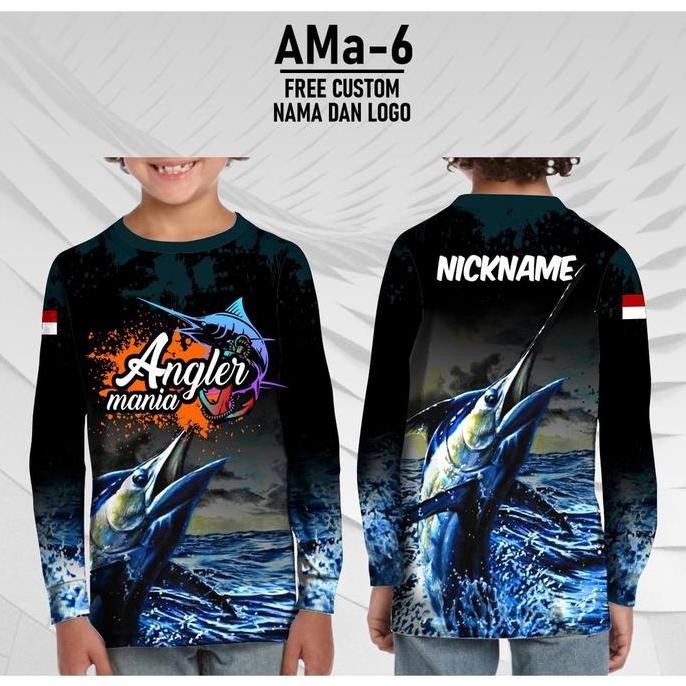 kaos mancing anak jersey mancing anak angler free custom nama dan logo