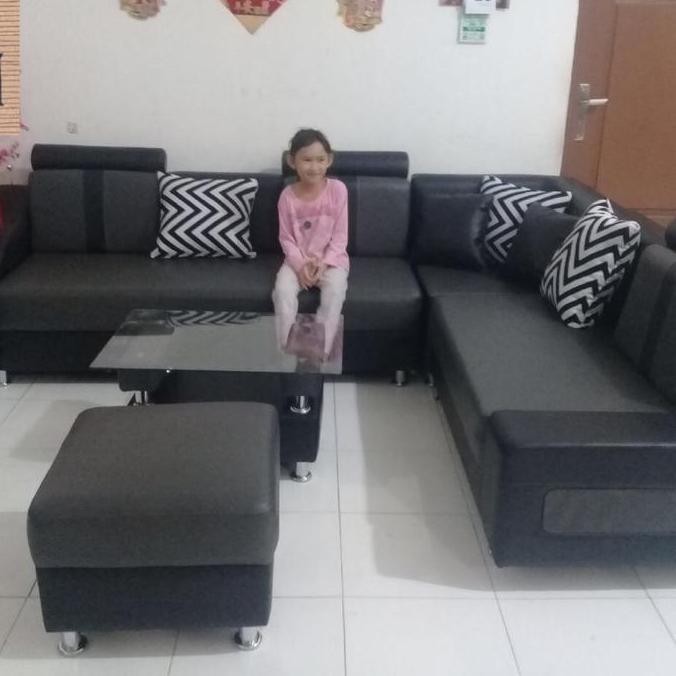 KJM Sofa Sudut Minimalis Oscar 32 Sudut Puff (termasuk meja dan bantal)
