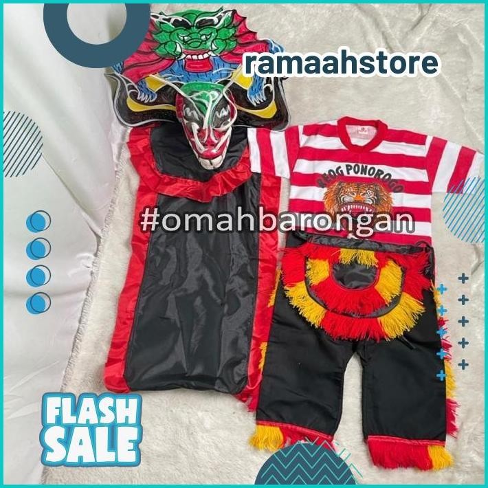 TERLARIS Mainan Anak Stelan Kaos Celana Reog Ponorogo dan Barongan Devil Caplokan Spon Free Embong K