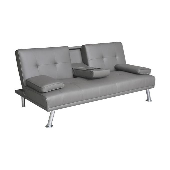 INFORMA GENI SOFA BED KULIT DENGAN CONSOLE A15 - ABU-ABU