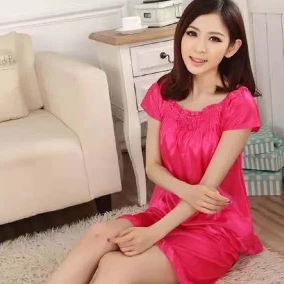 HOHO_HWANG (PK08)  Baju Tidur Lingerie Satin lengan pendek Import