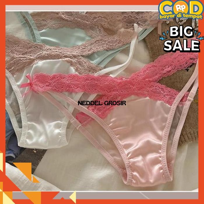 CELANA DALAM WANITA   TRANSPARAN HALUS SATIN RENDA CD WANITA DEWASA  BY NEDDEL GROSIR