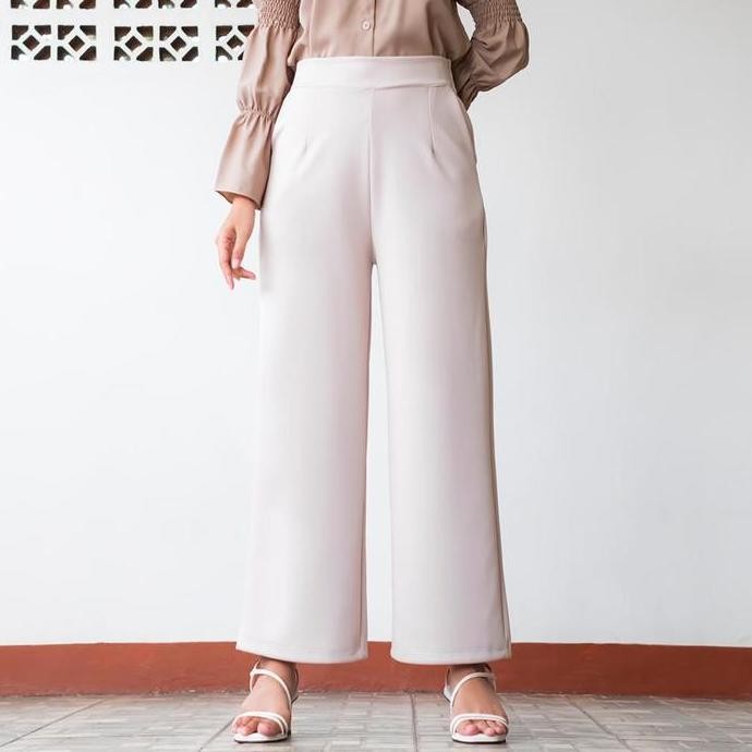 Haymeestore Celana Kulot Jumbo Bawahan Highwaist Wanita Bawahan Kulot Premium Aplikasi Kantong Scuba