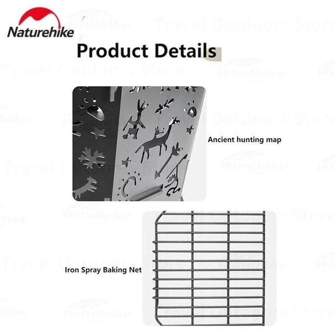 Tungku Fire Pit Grill Bbq Kayu Bakar Camping Naturehike Cnh22Cj036