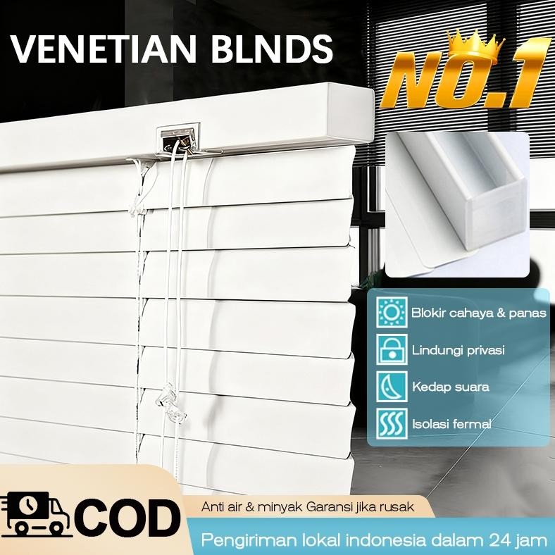 Tirai Venesia Aluminium UKURAN CUSTOM, Desain Elegan Minimalis untuk Jendela Rumah & Kantor - Tirai 