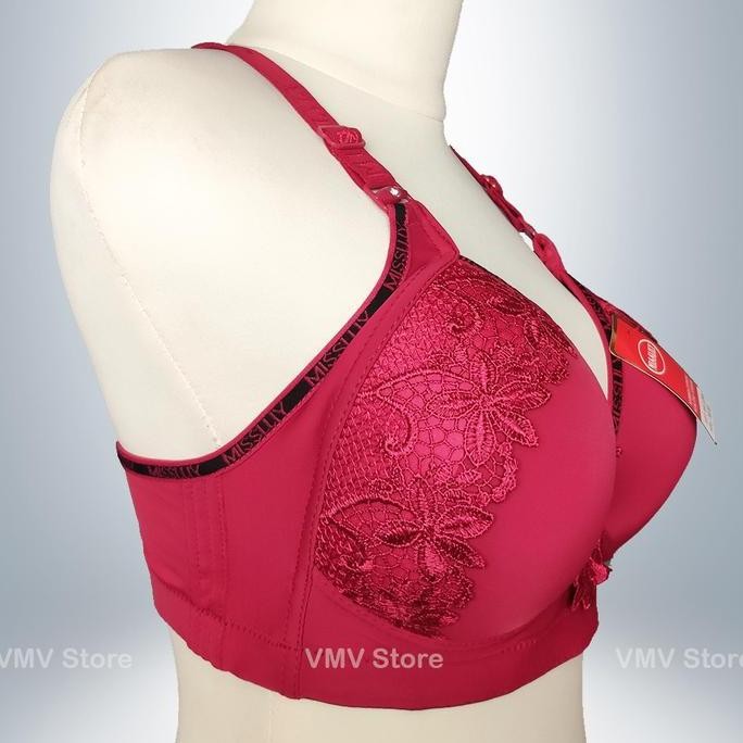 Bra Jumbo Cup C Misslily Ml 1099 Tanpa Kawat Kait 3 Motif Lace Brukat Bh Wanita Cup Besar Sexy Asli 