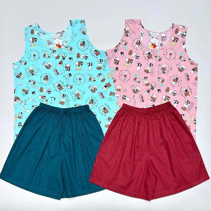 Piyama Niqta Corak We Bare Bears Katun Setelan Celana Baju Pendek Panjang Dewasa Remaja Tidur Daster