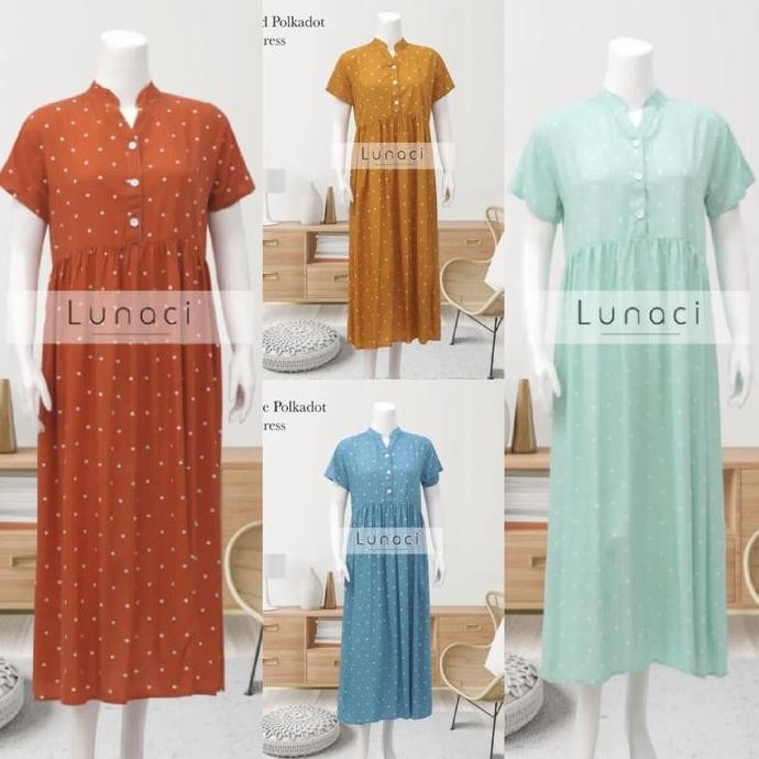 Lunaci Maxi Polkadot Dress/Baju Menyusui/Premium/Baju Tidur