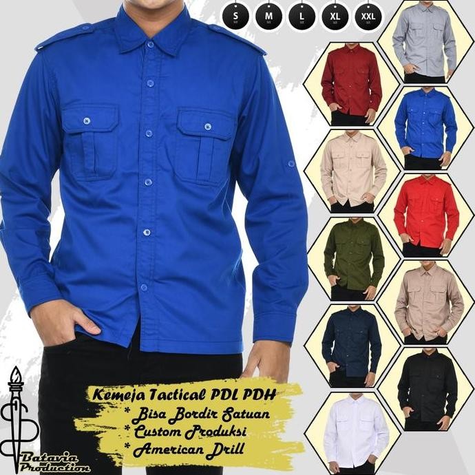 DV109 - Baju Kemeja PDH PDL Premium Pria Wanita Lengan Panjang - Pakaian Lapangan Tactical Cocok Dip