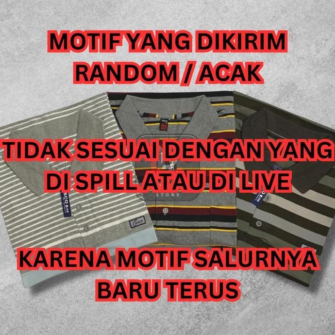 DS47 >> [SATUAN] Kaos Bekerah Salur Saku Depan Pria Dewasa | Kaus Krah Motif Garis Bapak | Baju Berk