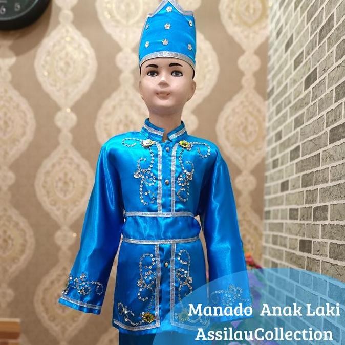 DF186>> Baju Adat Sulawesi Utara/Manado Anak Satuan (Laki/Cewek) Aksesoris