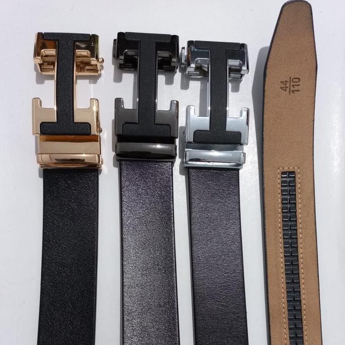 DY7 - Ikat Pinggang Rel Pria Kulit Asli Tanpa Lapisan