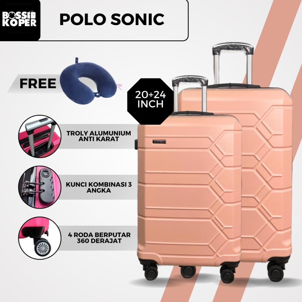 KOPER SET 20 + 24 INCH POLO UKURAN BAGASI -POLO-TRAVEL-TAS KOPER-TAS TRAVEL-MURAH-FIBER-HARDCASE-BES