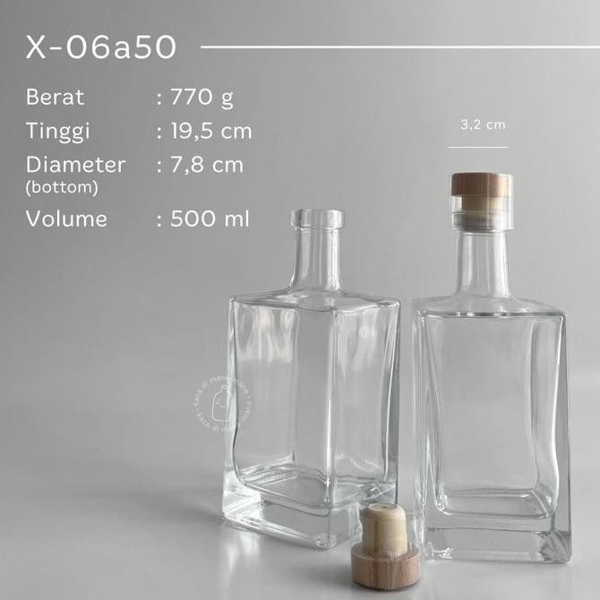 Botol kaca - The Cube Liquor Glass Bottle -  Botol Liquor