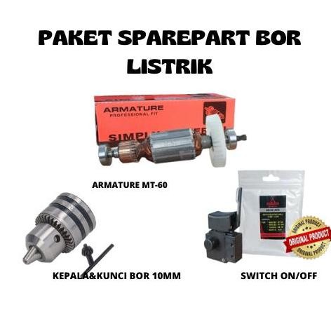 MYMO- BISA COD [PAKET 3 ITEM] ARMATURE ANGKER MESIN BOR SWITCH MESIN BOR KEPALA BOR LISTRIK SPAREPAR