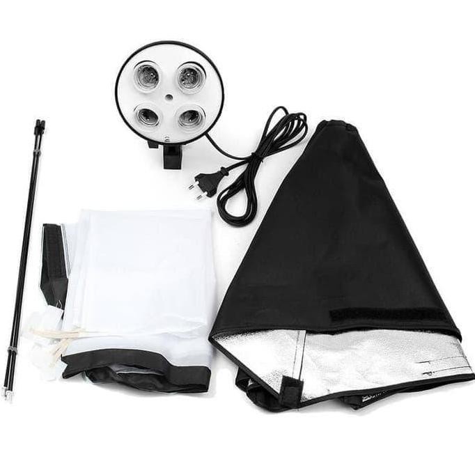 Lampu Studio Softbox 4 Socket 60X90 Tripod Stand 2M Paket Foto Photo