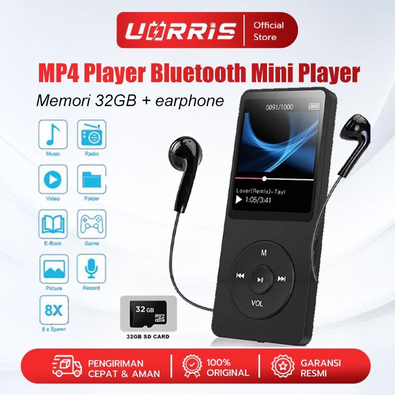 MYMO- UORRIS MP4 Player Bluetooth MP3 Mini Player Bluetooth MP3 Bluetooth Speaker Free 32GB Card USB