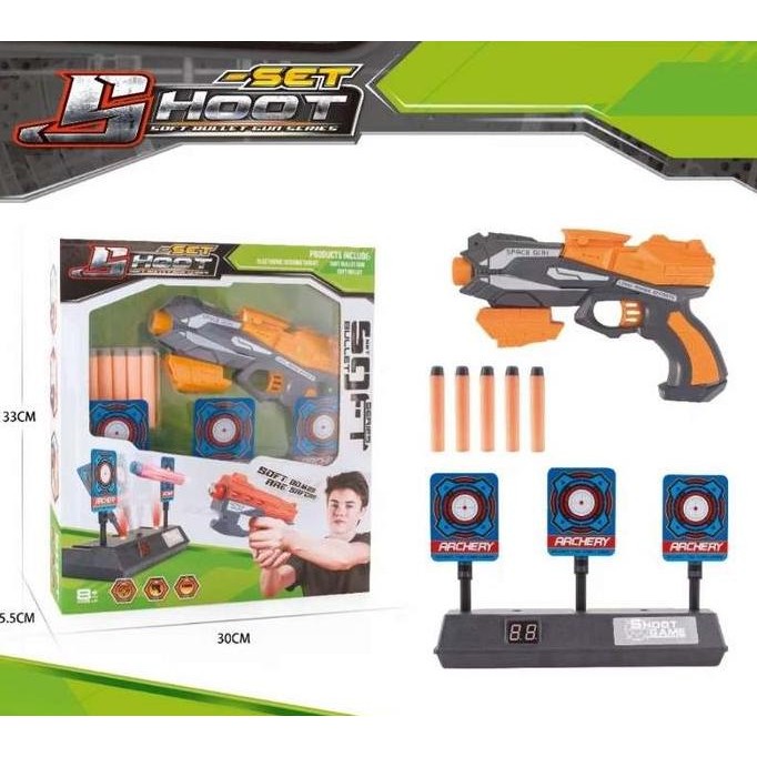 Promo Mainan anak Pistol Nerf Soft Bullet Gun & Papan Target Otomatis 999-3 COD