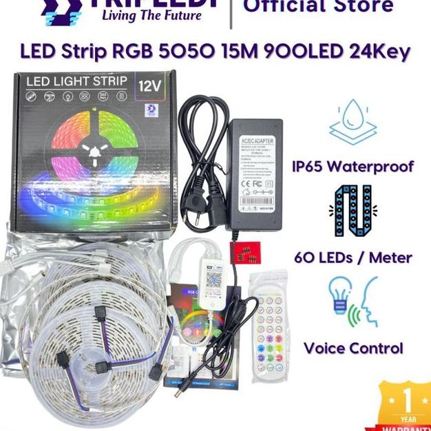 Tripledi Led Strip 15 Meter 450 900Led Rgb 5050 Lampu Tempel Dinding Lampu Panel Bluetooh Wifi Smart