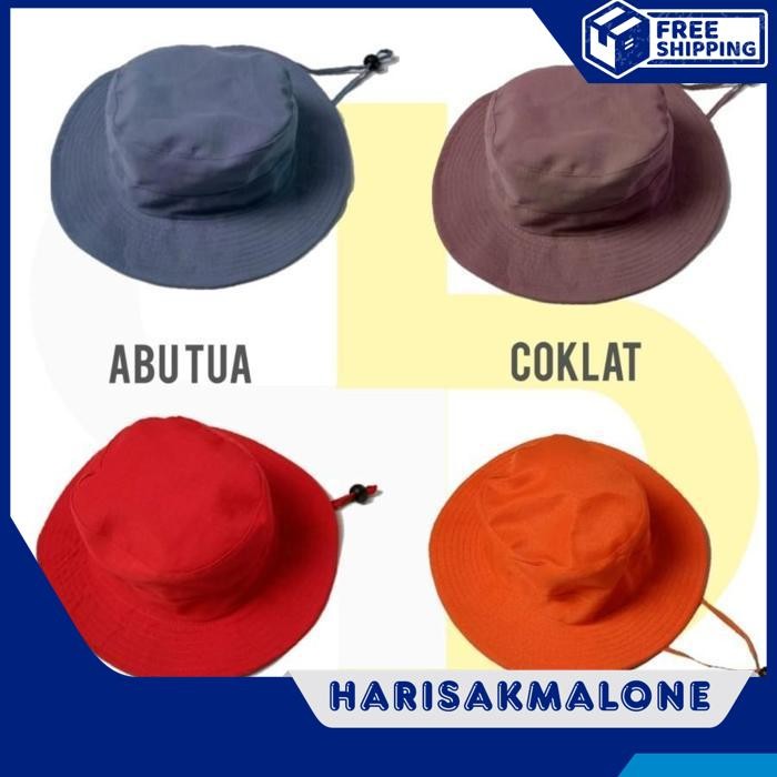 BERKUALITAS TOPI RIMBA HAT CAP DISTRO TENTARA BUCKET PETANI MANCING OUTDOOR OLAHRAGA GUNUNG TALI LAP