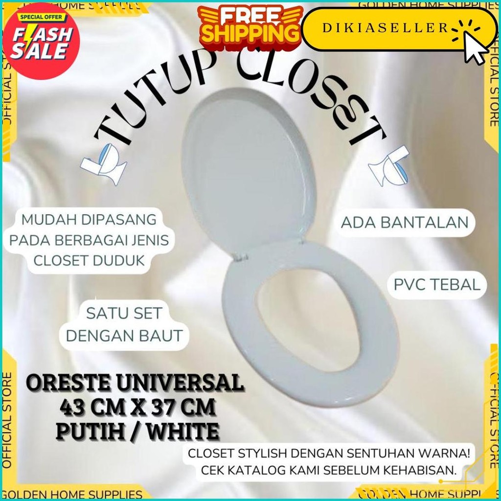 1 Set Tutup Kloset Oreste Duduk Universal / Warna Putih Biru Hijau Pink Maroon / Pvc Tebal / Toto Co