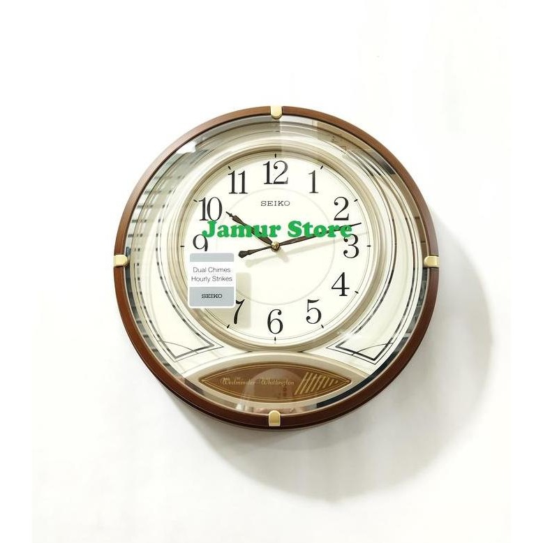 QXD215 Brown Case Jam Dinding SEIKO QXD215B Westminster Whittington