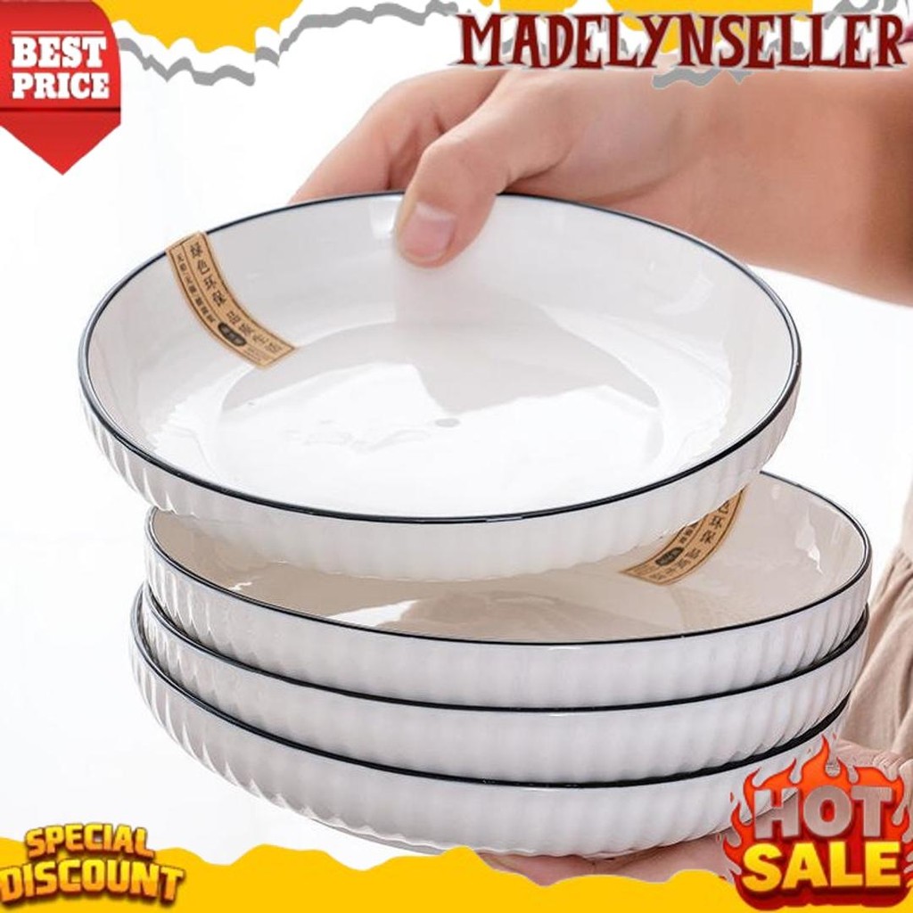GROSIR Piring Dan Mangkok Keramik Porcelain Putih Piring Keramik Polos Dinner Plate Piring Aesthetic