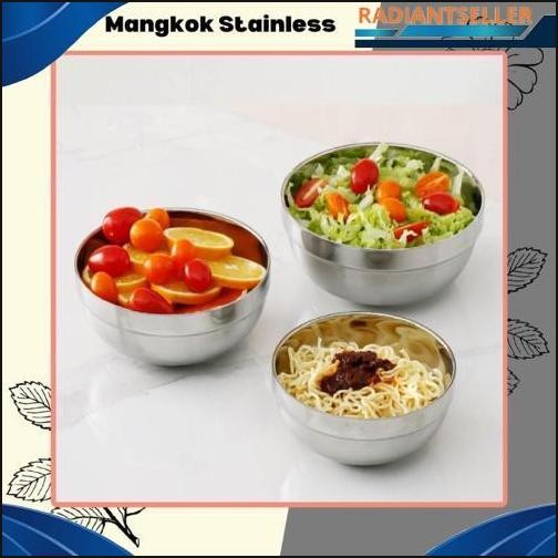 Big Promo Mangkok Korea Stainless Steel Tebal Mangkok Dua Lapis Anti Panas