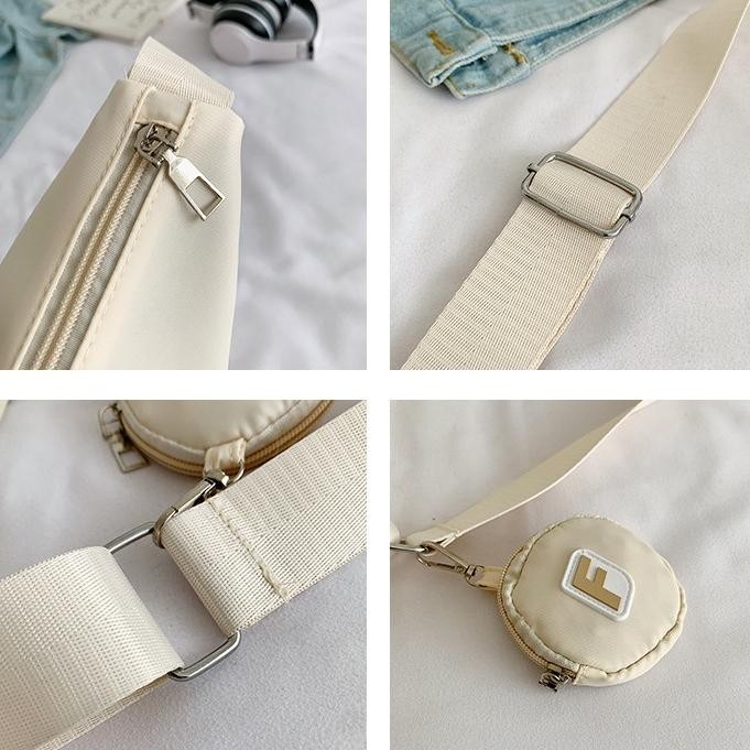 Hot Fei Sling Bag Wanita Bahan Nylon Tas Selempang Bahu Wanita Trend Y2K Kekinian Lucu Korean Style 