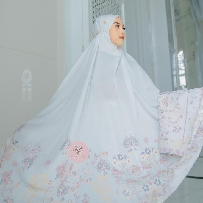 BEST SELLER MUKENA DEWASA VESELKA IZNIK BEYAZ MUKENA TRAVEL DEWASA MOTIF PRINTING SAJADAH MAHAR PERN