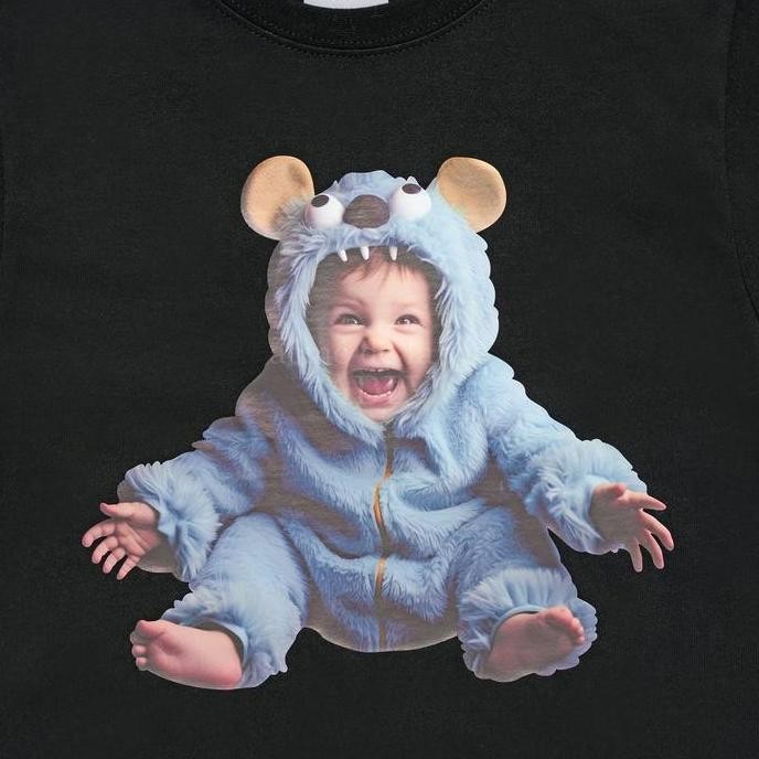 Kids ADLV Baby Face Monster Baby Tee Black