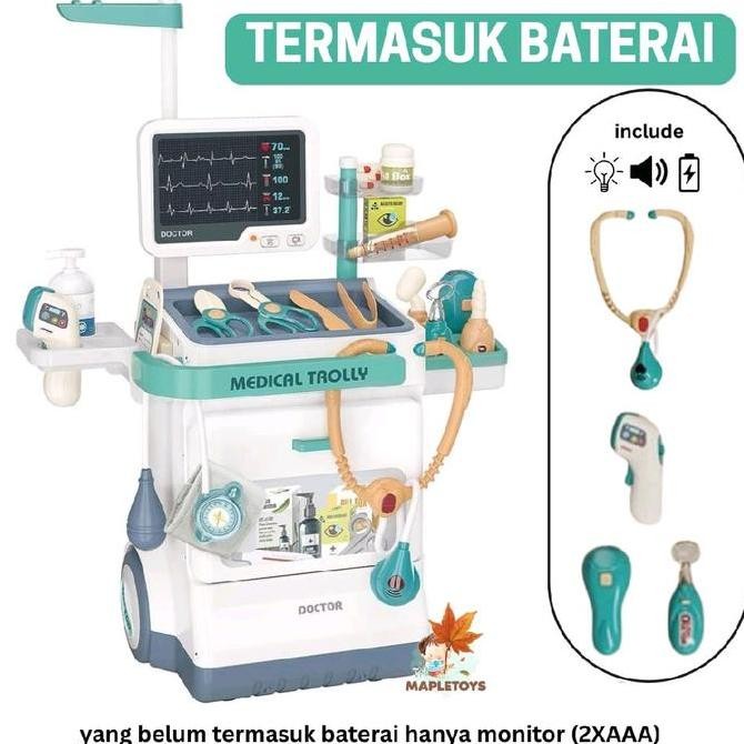 BATERAI LENGKAP Mainan anak dokter troli + BAJU dokter set aksesoris lengkap mainan anak dokter dokt