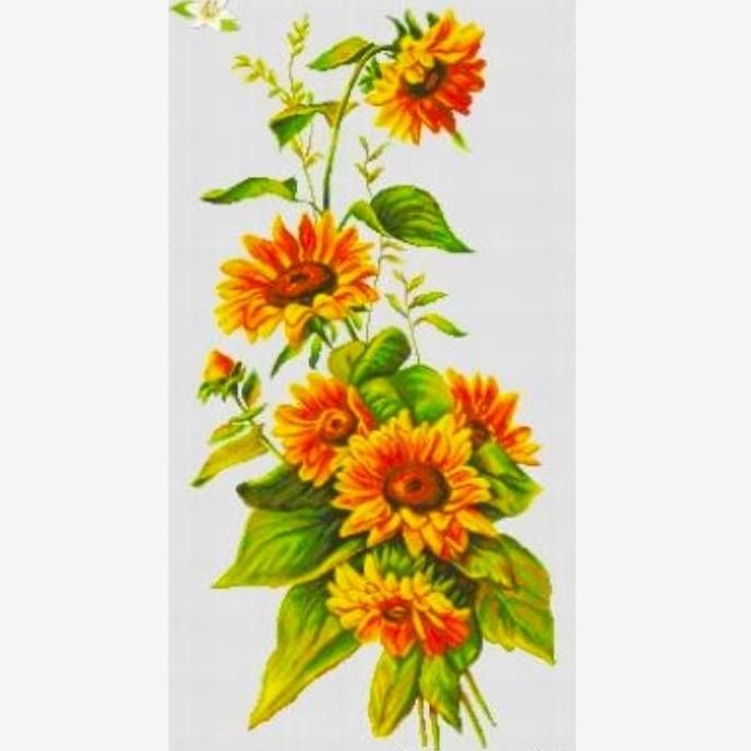 paket kristik bunga matahari tangkai daun