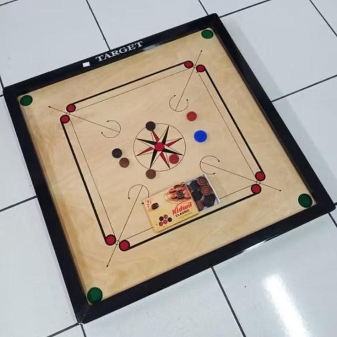 Papan Meja Table Karambol Krambol Carrom Import Kidwill Kidwil + Coin Koin Biji Kayu DVS