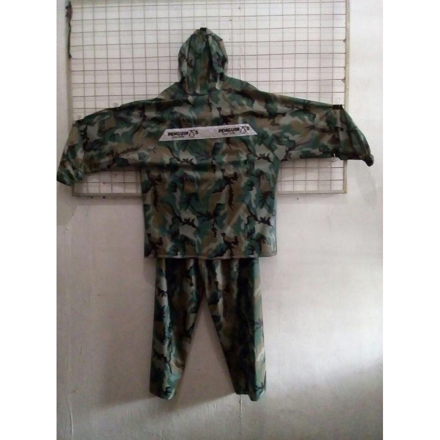 Promo Agen grosir jas hujan penguin army doreng xxl jaket celana pvc COD