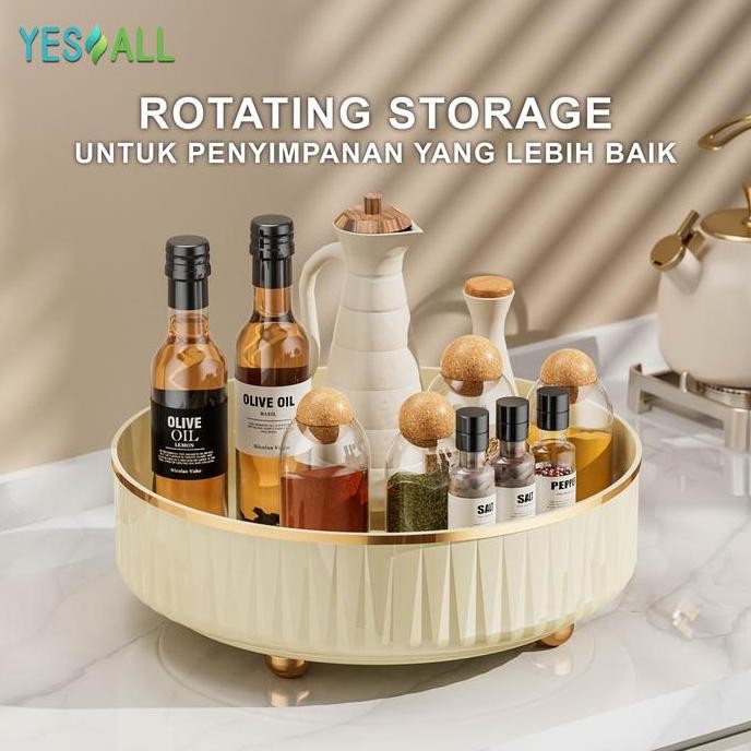 YESALL Rak Putar Ivory - Kotak Penyimpanan Rack Kosmetik Wadah Buah Bumbu Dapur Storage Estetik