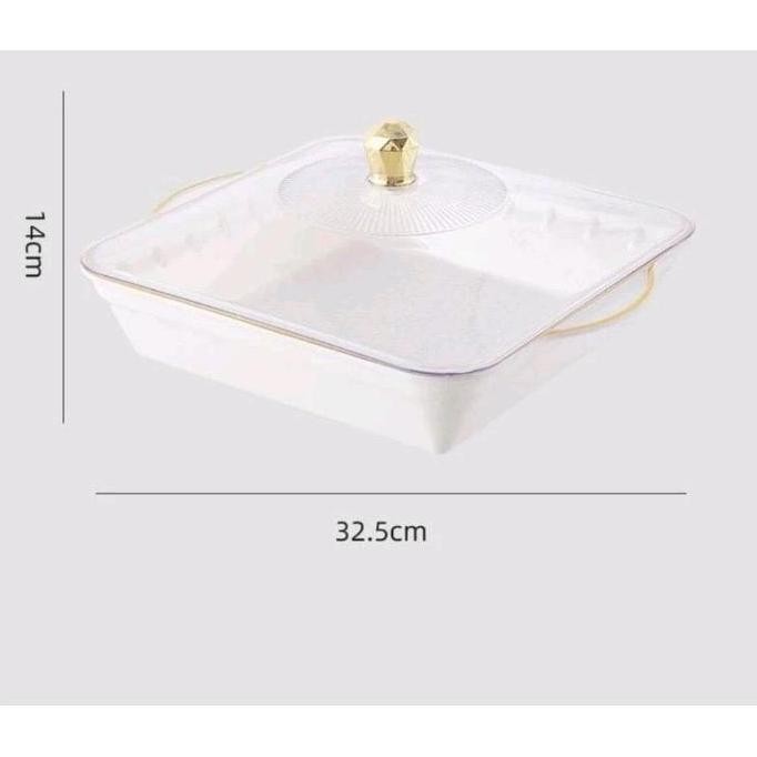 Nampan Plastik Kotak Estetik List Emas - Model Terbaru