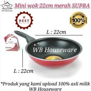 Penggorengan Teflon Anti Lengket 22Cm / Wajan / Mini Wok Supra - Merah