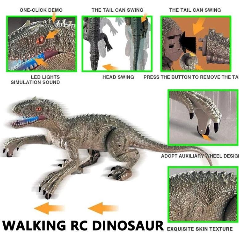 [capt] Mainan Remote Control Robot Dino Elektrik RC Dino Raptor Brutal